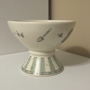 Pfaltzgraff Naturewood pedestal DIP BOWL " in the garden" gardening birdhouse